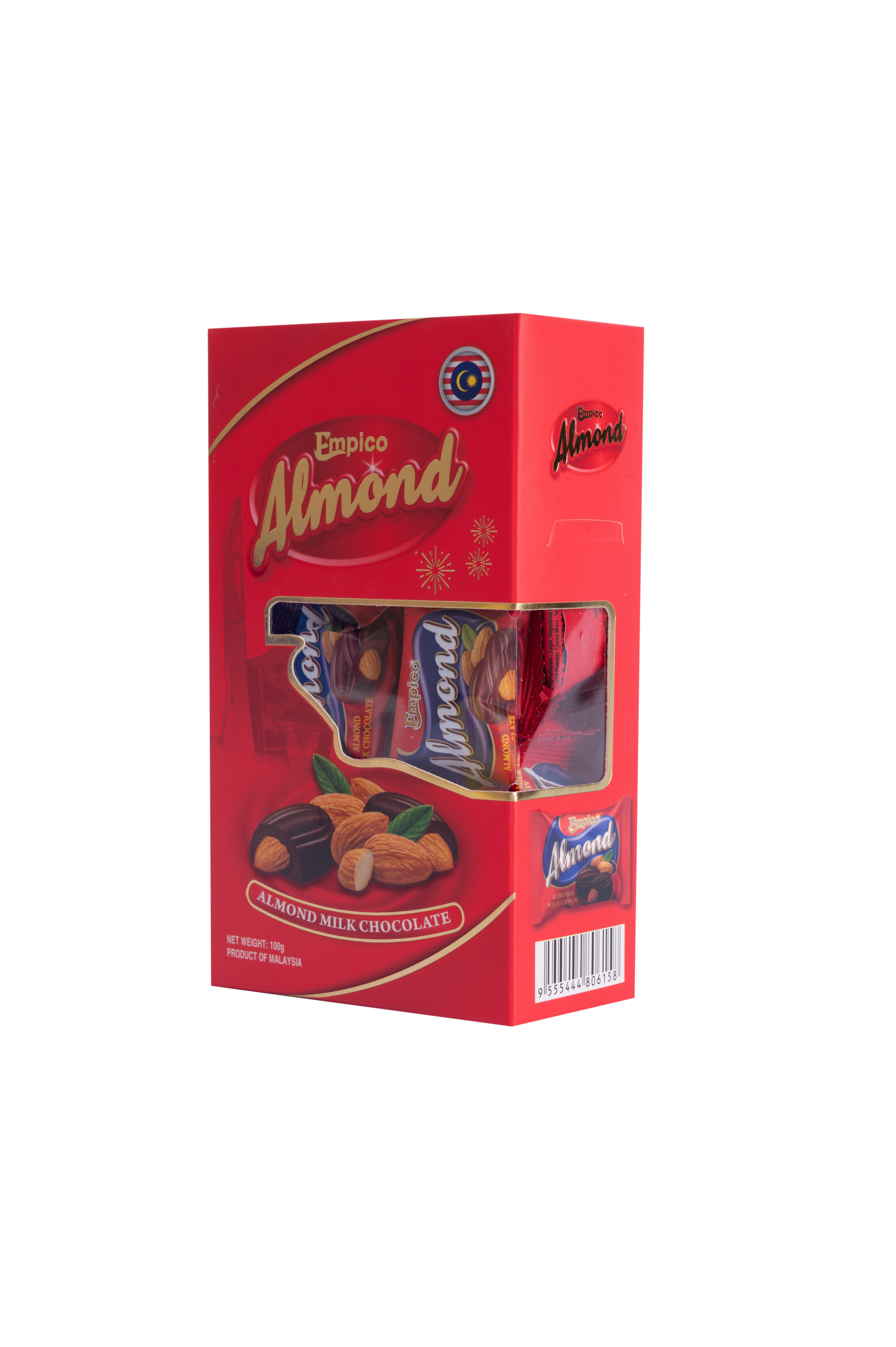 Sôcôla sữa hạnh nhân_hộp giấy mika  Empico 100g Đỏ 
